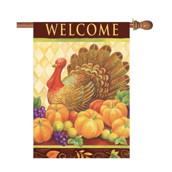 Toland Home Garden Other - NWT Toland Turkey Harlequin 28x40” Colorful Thanksgiving Bird Welcome House Flag